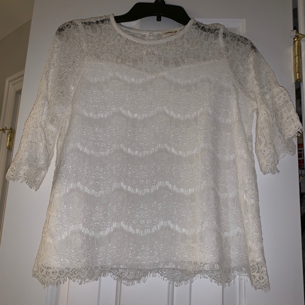 Kids White Lace 3/4 length sleeves